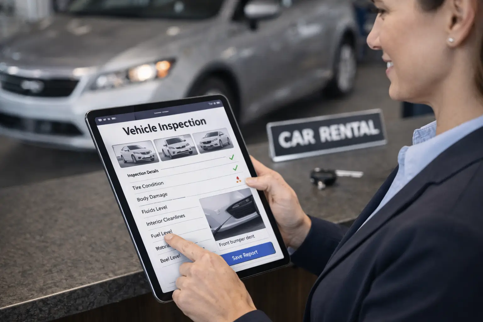 Counter agent using a tablet for a digital vehicle inspection